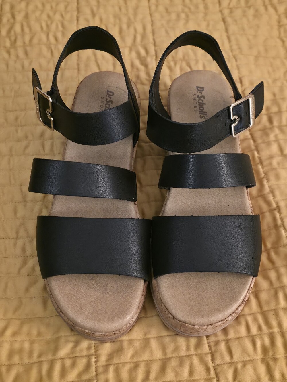 Dr. Scholl's Black Triple-Strap Buckle Sandals Size 8